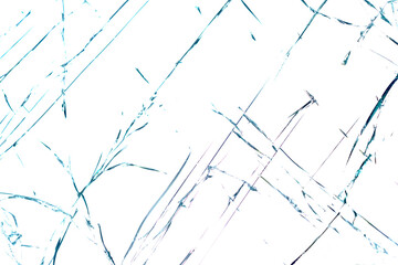 Abstract cracked glass texture on a bright white background, featuring sharp fractured lines and high-contrast patterns ideal for design elements, digital art, backgrounds, creative visual concepts.