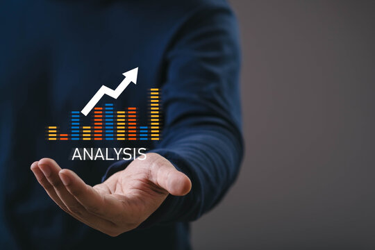 Hand presenting a rising data analysis chart colorful bars and an upward arrow, symbolizing business growth, financial performance, strategic planning, modern analytics in professional environments. - Powered by Adobe