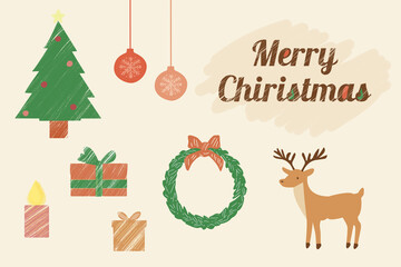 手書き風クリスマス素材セット