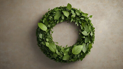 Lush Green Wreath of Fresh Leaves Perfect for Decor, Celebration, and Nature-Inspired Designs