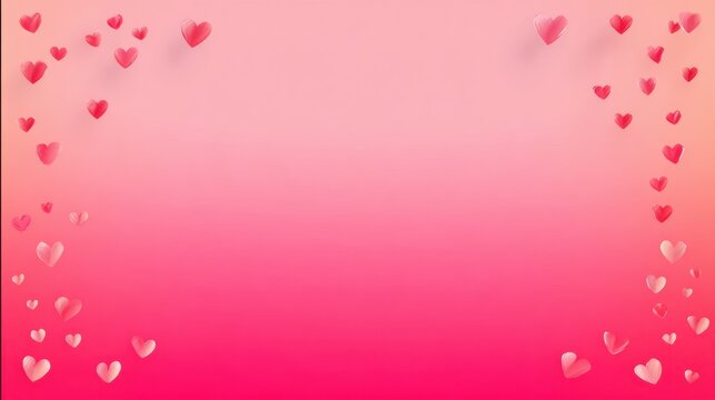 Elegant Minimal Pink Gradient Background With Hearts, Perfect for Modern Advertising and Creative Designs
