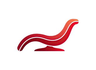 Sculptural Red Chaise Lounge with Smooth Curves and Minimalist Design on Black Background