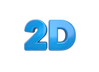 Shiny Blue 3D Text With The Letters 2D Isolated On A Black Background