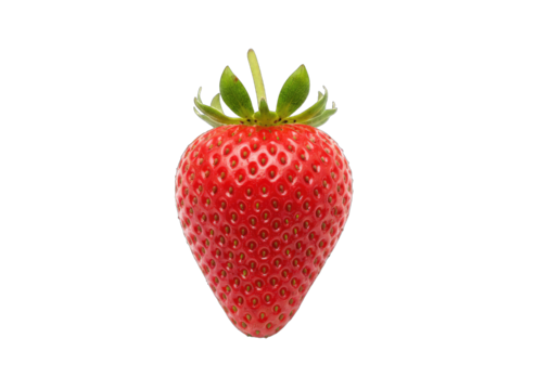 Single Ripe Strawberry Close Up Studio Shot Isolated On Black Background With Transparent Background For Easy Editing