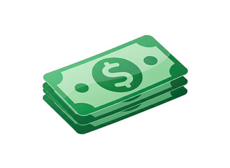 Stack Of Green Dollar Bills With Dollar Sign Illustration On Black Background