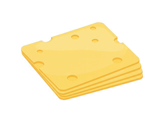 Stack Of Sliced Yellow Cheese With Holes Isolated On Black Background
