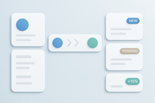 Minimalistic digital interface showcasing modern UI elements with focus on user friendly design showcasing status indicators and high contrast colors emphasizing functionality and clarity
