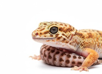 Naklejka premium Leopard Gecko Close-up on White Background