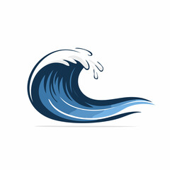 Dynamic blue wave illustration capturing ocean power and serene movement in vector art