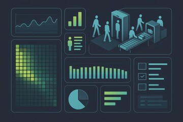 Digital interface with data analytics and operational metrics visualizing workflows and efficiency trends in a contemporary business environment reflecting optimized performance metrics
