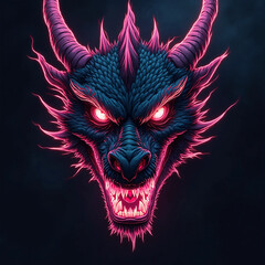 dragon head with red background