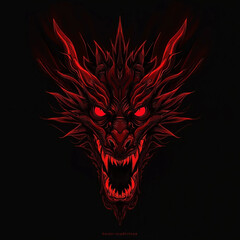 dragon head with red background