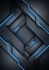 Futuristic dark gray pattern with blue neon lights for digital background