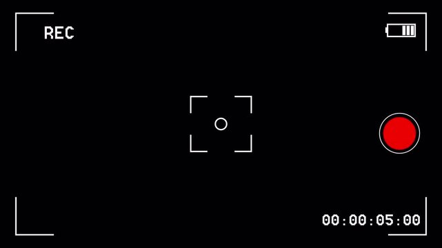 Smartphone camera screen during video shooting on a black background. Recording screen overlay with alpha channel. animation 4K Video

