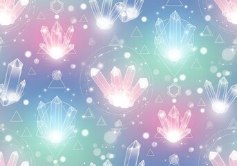 Pastel crystals geometric pattern design for magical backdrop concept