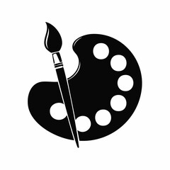 Elegant black and white depiction of an artist's palette and paintbrush symbolising creativity
