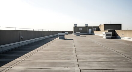 Urban expanse flat rooftop vista offering a serene minimalist scenery