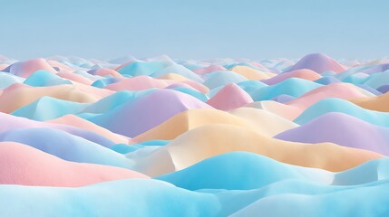 Colorful Pastel Abstract Landscape with Smooth Hills and Soft Sky