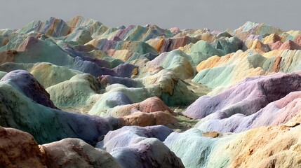Colorful Painted Hills Landscape with Vibrant Multicolored Mounds and Natural Lighting