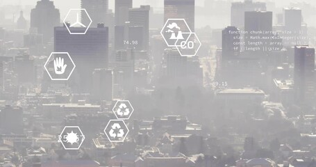 Skyline showing overlays after hand icon appearing, icons clustering, pulsing, showing air data