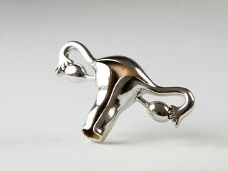 miniature metal model of the female uterus