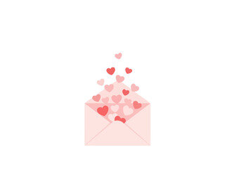 Message of Love: Valentine Envelope Illustration Filled with Red and Pink Hearts