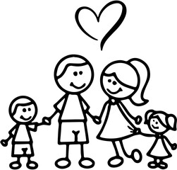 happy family with children illustration 