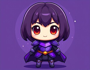 Chibi knight character with purple armor