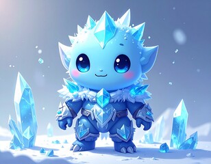 Cute ice creature with crystal armor