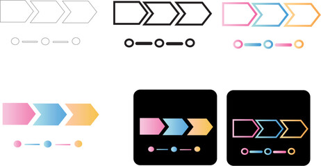 Clean and modern infographic icon set of a hierarchical flowchart. Vector business structure diagrams with colorful gradients and sparkle accents for web design and presentations