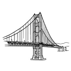 Golden Gate Bridge Illustration: A Detailed Architectural Drawing.