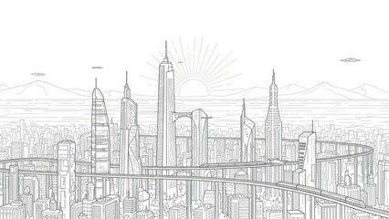 Fototapeta premium vector illustration of a city