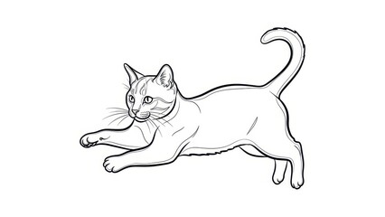 Simple line-art drawing of a cat sitting upright, facing forward