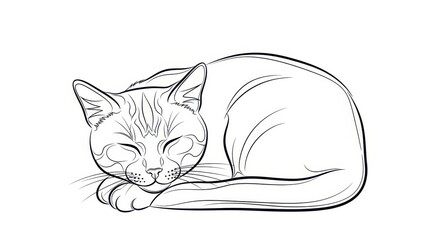Simple line-art drawing of a cat sitting upright, facing forward