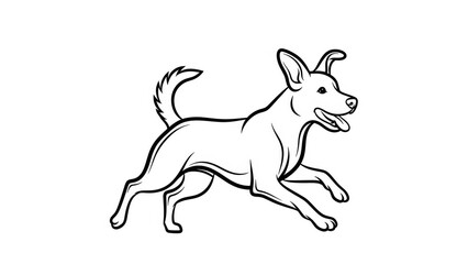 Minimalist line art illustration of a dog sitting simple vector drawing for pet-related designs isolated on white background