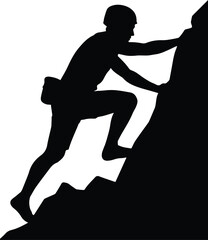 Mountain climber icon silhouette