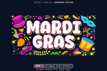 mardi gras 3d text effect template design for banner and poster