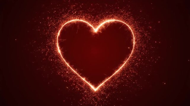 Glowing Heart Spark Effect on Dark Red Background A Symbol of Love and Passion