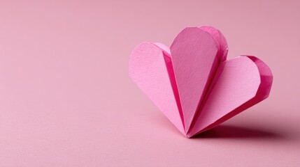 Obraz premium Stacked Pink Origami Hearts Create a Soft, Delicate Display on Smooth Background for Creative Typography Use