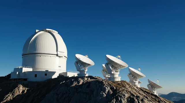 Observatory Telescopes on Mountain Top