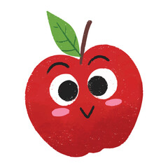 Obraz premium Illustration of cute apple fruit crayon symbol icon sticker cartoon expression