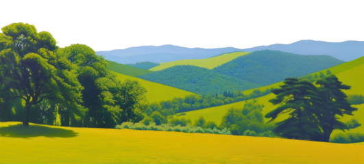 PNG Green trees countryside landscape.