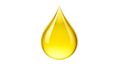 A photorealistic, isolated teardrop of golden oil against a solid black background