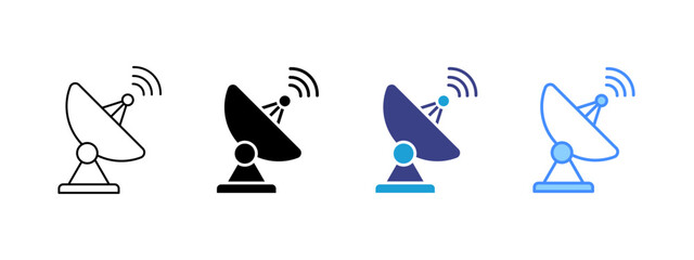 Satellite icon set multiple style collection