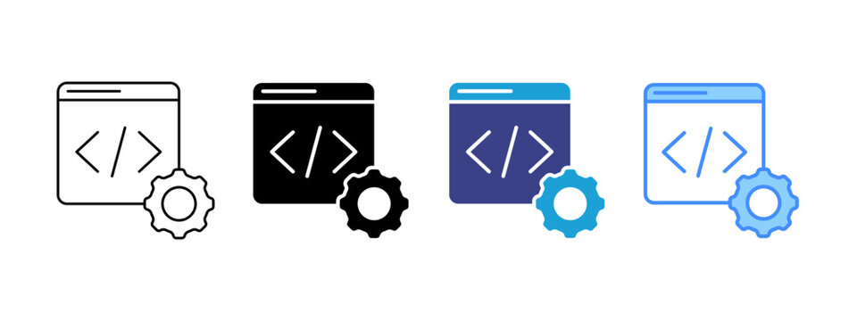 Code icon set multiple style collection