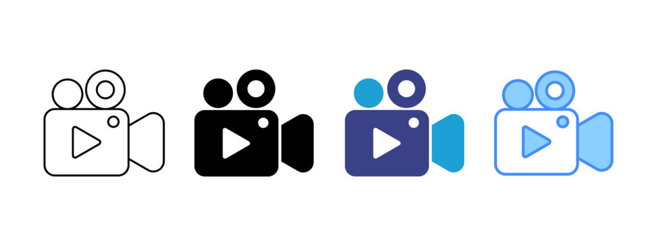 Video Camera icon set multiple style collection