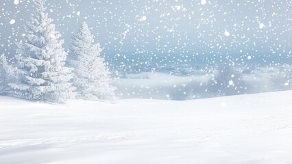 Fototapeta premium 雪が降る冬の森の風景
