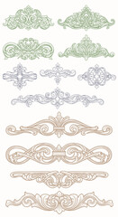 Victorian flourish scroll ornament with arabesque damask decorative vignette