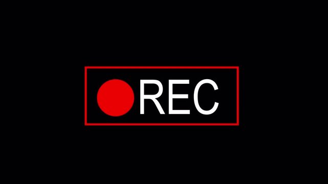 Recording sign icon, Red logo camera video recording symbol, record icon, record button. 4k video