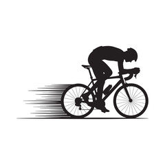 Silhouette of a cyclist in motion on a race bike